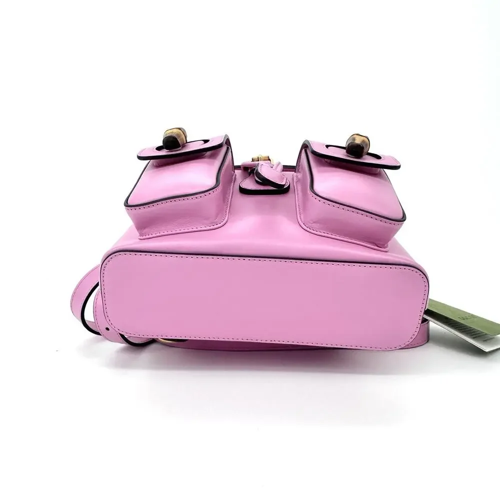 NIB Gucci Bamboo Backpack Pink Smooth Leather Top Handle $3,980 - Picture 12 of 16